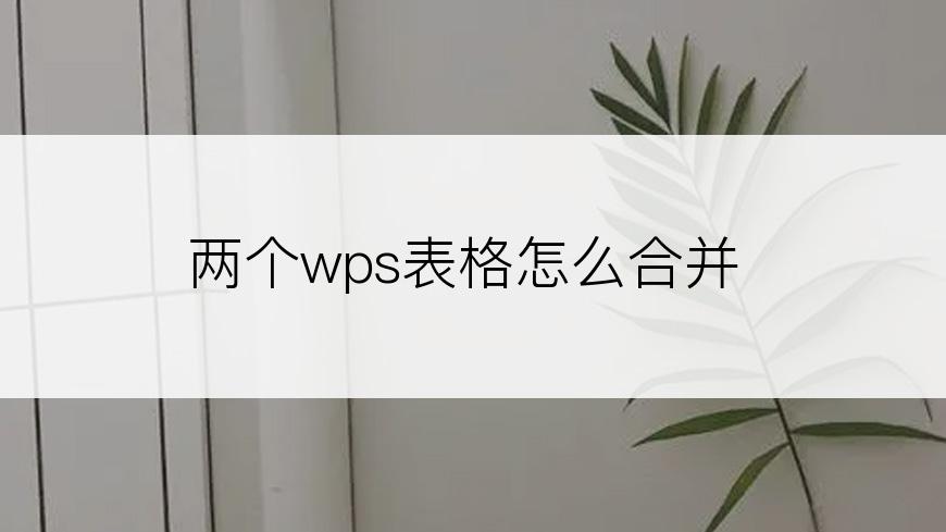 两个wps表格怎么合并