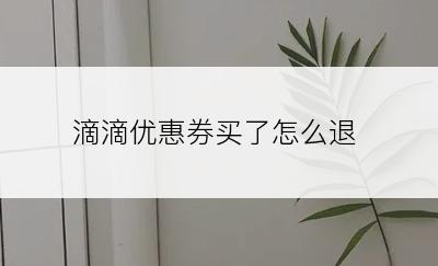 滴滴优惠券买了怎么退