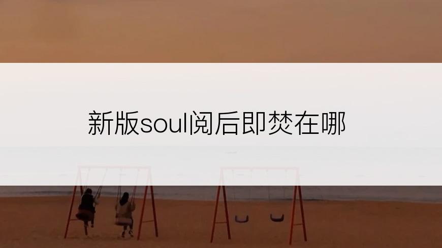 新版soul阅后即焚在哪