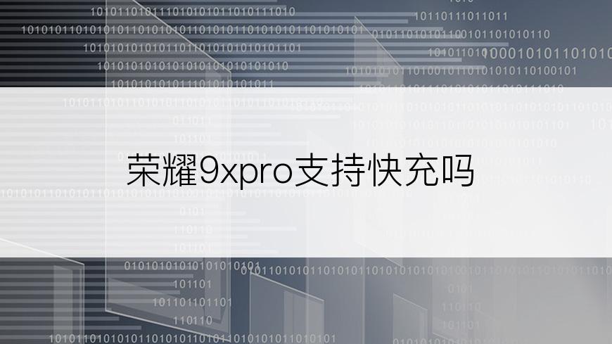 荣耀9xpro支持快充吗