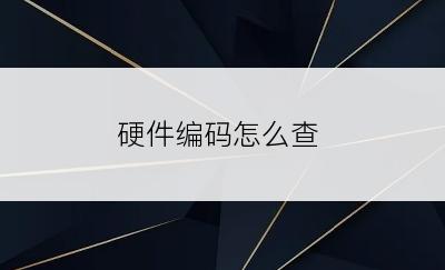 硬件编码怎么查