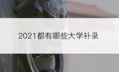 2021都有哪些大学补录