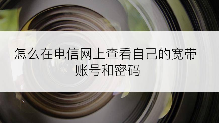 怎么在电信网上查看自己的宽带账号和密码