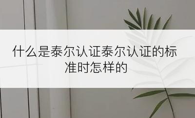 什么是泰尔认证泰尔认证的标准时怎样的