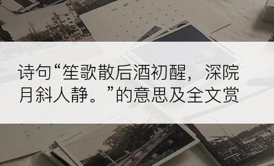 诗句“笙歌散后酒初醒，深院月斜人静。”的意思及全文赏析