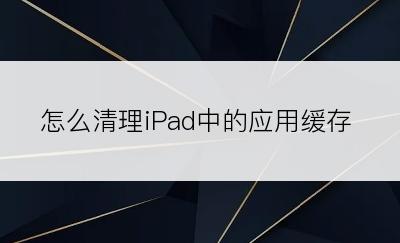 怎么清理iPad中的应用缓存