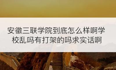 安徽三联学院到底怎么样啊学校乱吗有打架的吗求实话啊