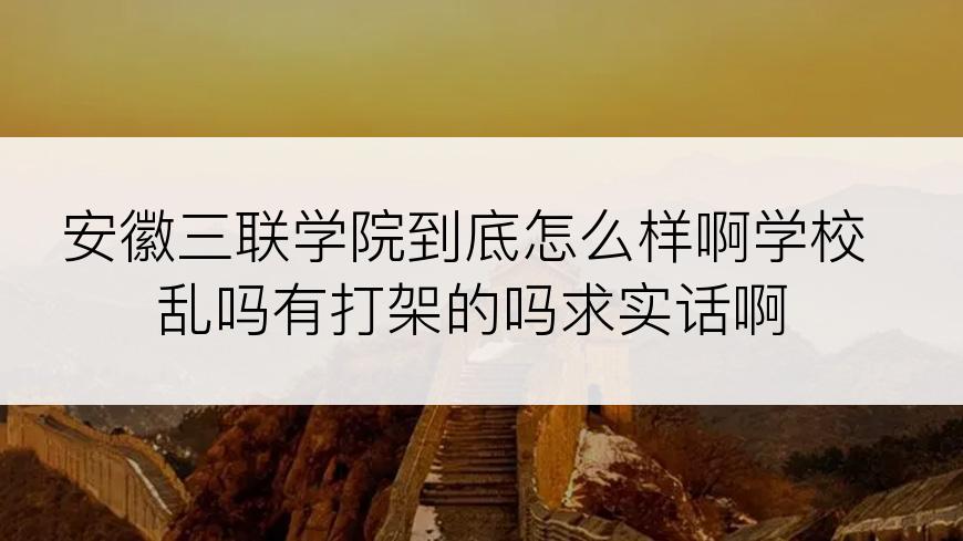 安徽三联学院到底怎么样啊学校乱吗有打架的吗求实话啊