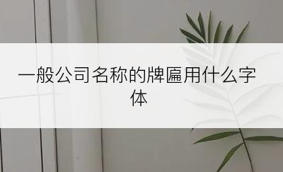 一般公司名称的牌匾用什么字体