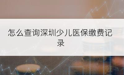 怎么查询深圳少儿医保缴费记录