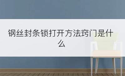 钢丝封条锁打开方法窍门是什么