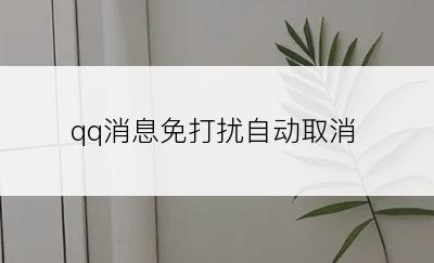 qq消息免打扰自动取消