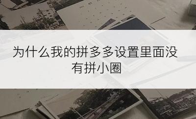 为什么我的拼多多设置里面没有拼小圈