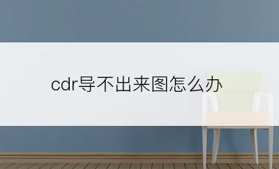 cdr导不出来图怎么办