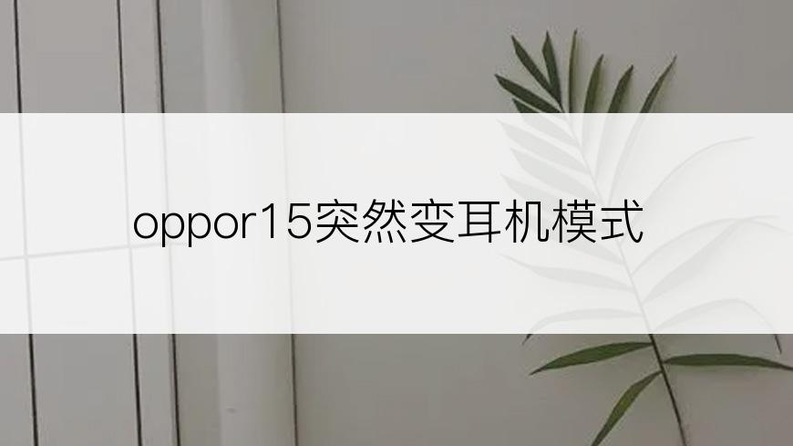 oppor15突然变耳机模式