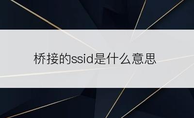 桥接的ssid是什么意思