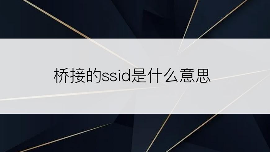 桥接的ssid是什么意思