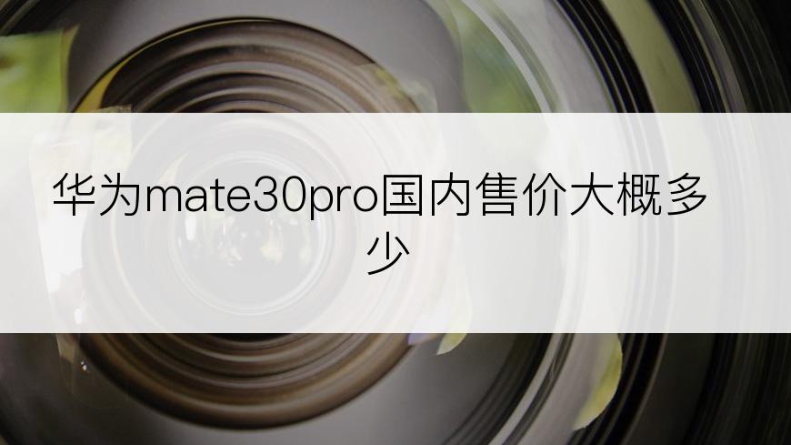 华为mate30pro国内售价大概多少