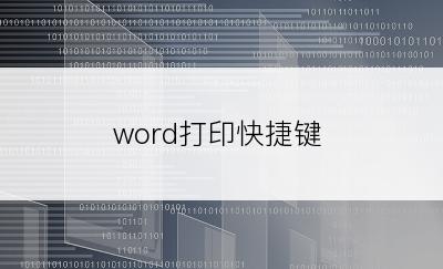 word打印快捷键