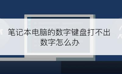 笔记本电脑的数字键盘打不出数字怎么办