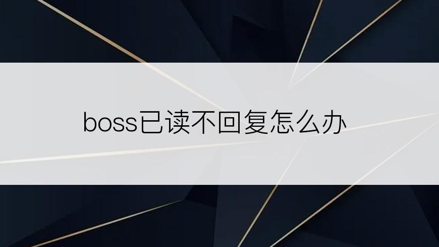 boss已读不回复怎么办