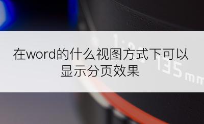 在word的什么视图方式下可以显示分页效果