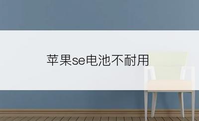 苹果se电池不耐用