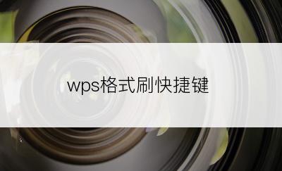 wps格式刷快捷键