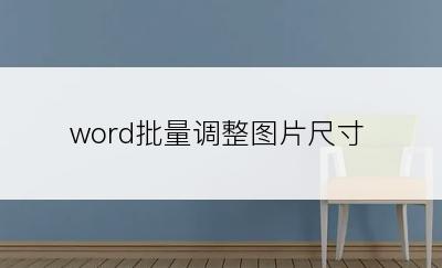 word批量调整图片尺寸