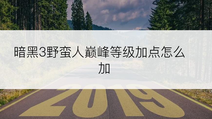 暗黑3野蛮人巅峰等级加点怎么加