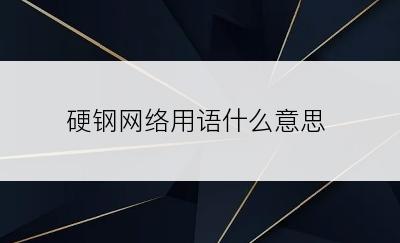 硬钢网络用语什么意思