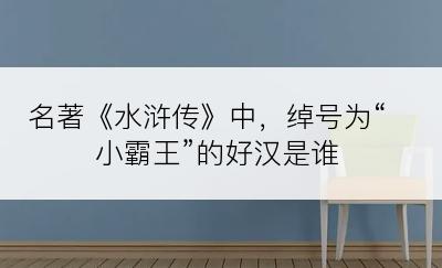 名著《水浒传》中，绰号为“小霸王”的好汉是谁