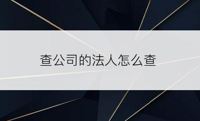 查公司的法人怎么查