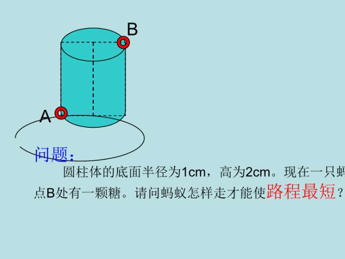 蚂蚁爬行圆柱体最短距离公式