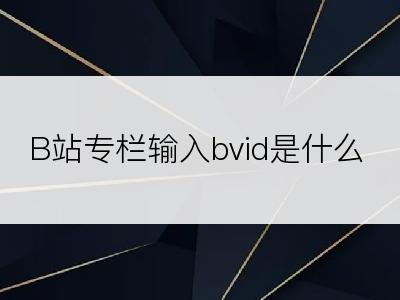 B站专栏输入bvid是什么