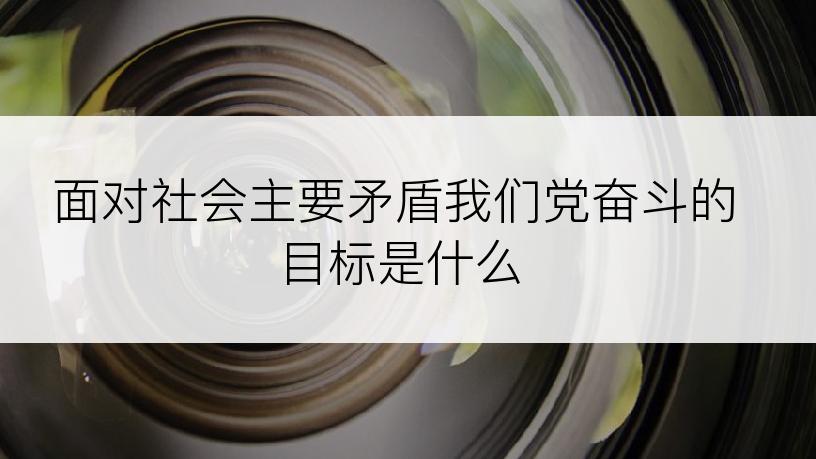 面对社会主要矛盾我们党奋斗的目标是什么