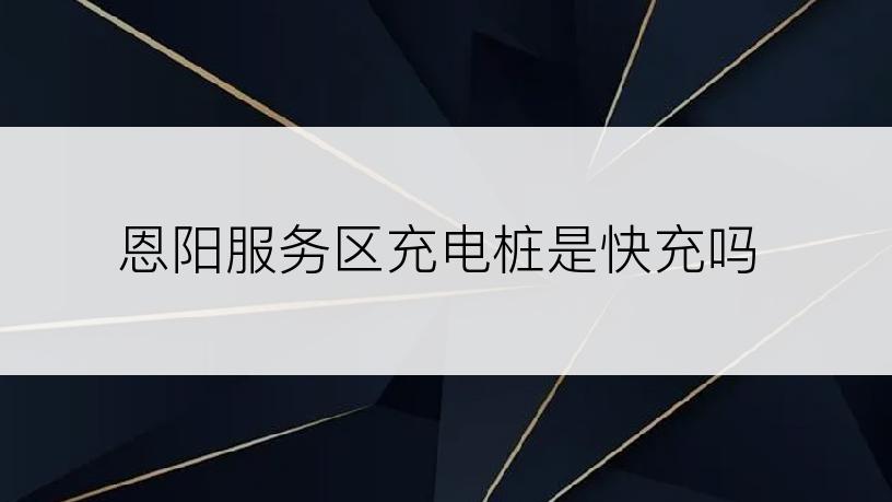 恩阳服务区充电桩是快充吗