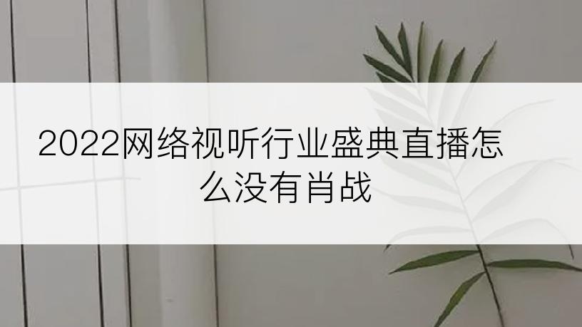 2022网络视听行业盛典直播怎么没有肖战