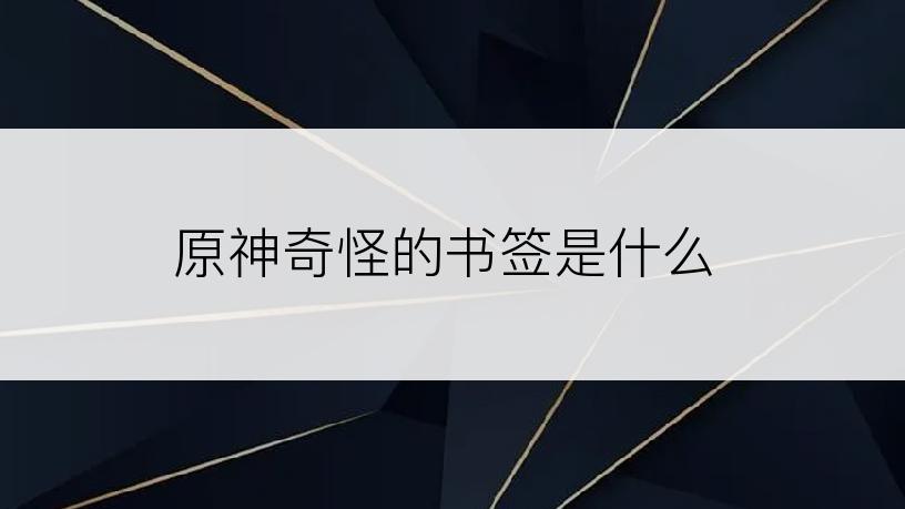 原神奇怪的书签是什么