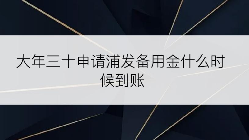 大年三十申请浦发备用金什么时候到账