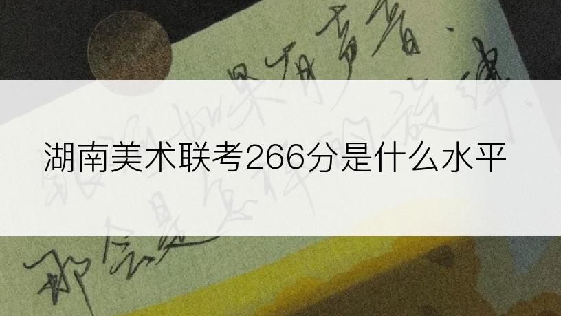 湖南美术联考266分是什么水平