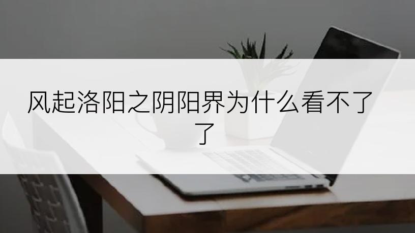 风起洛阳之阴阳界为什么看不了了