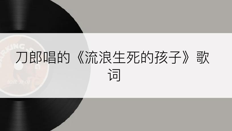 刀郎唱的《流浪生死的孩子》歌词