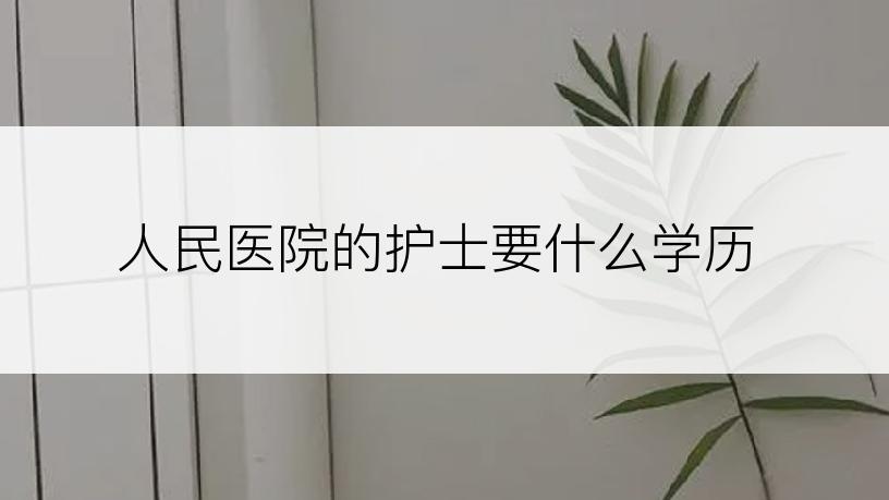 人民医院的护士要什么学历