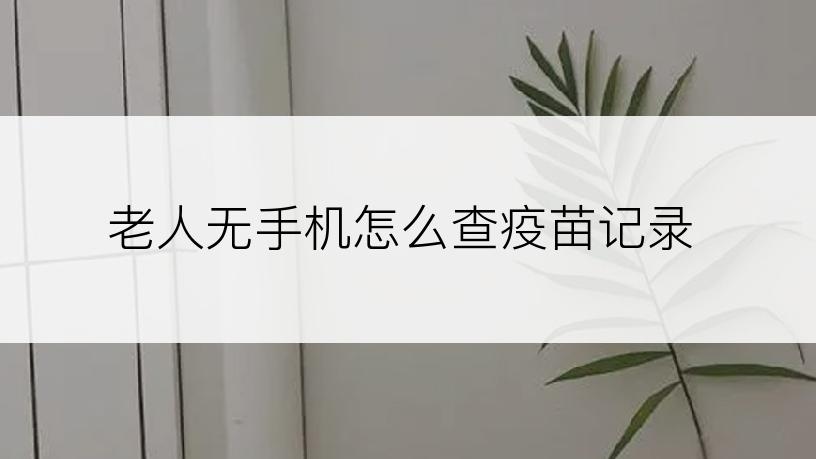 老人无手机怎么查疫苗记录