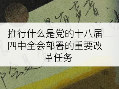 推行什么是党的十八届四中全会部署的重要改革任务