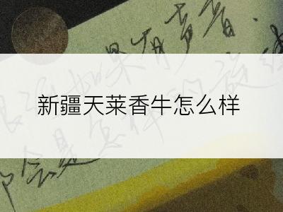 新疆天莱香牛怎么样