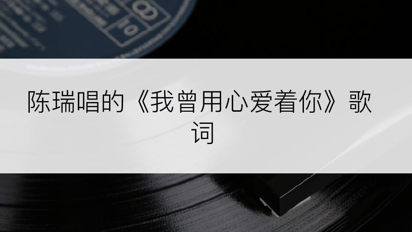 陈瑞唱的《我曾用心爱着你》歌词