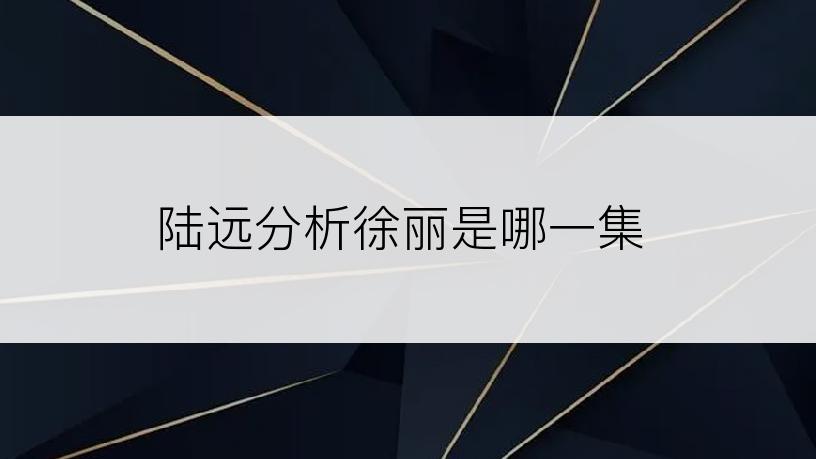 陆远分析徐丽是哪一集