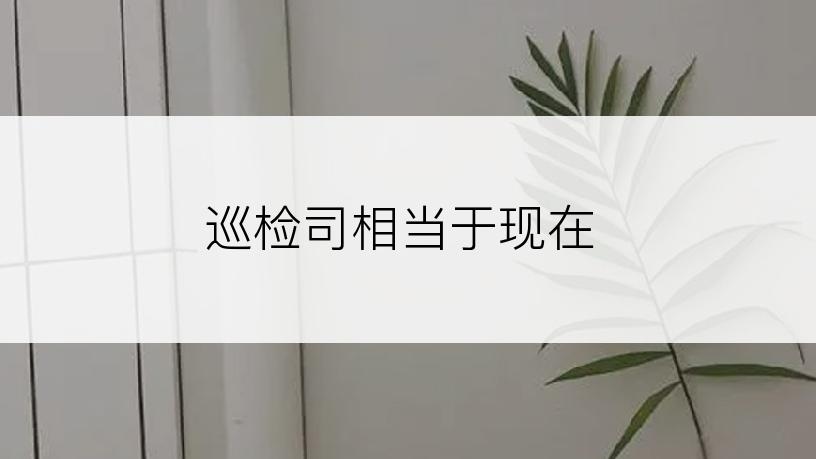 巡检司相当于现在